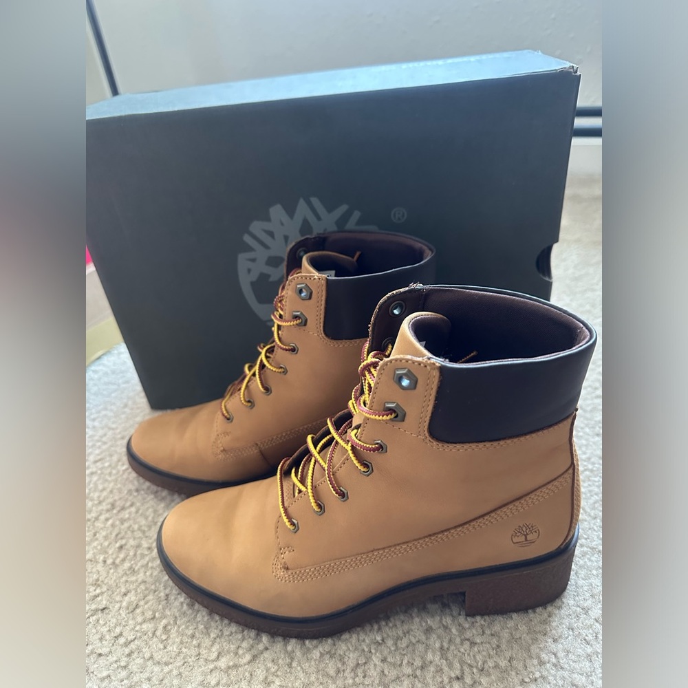 Timberland Womens Brinda Wheat Nubuck Lace Up Heel Boots Shoes